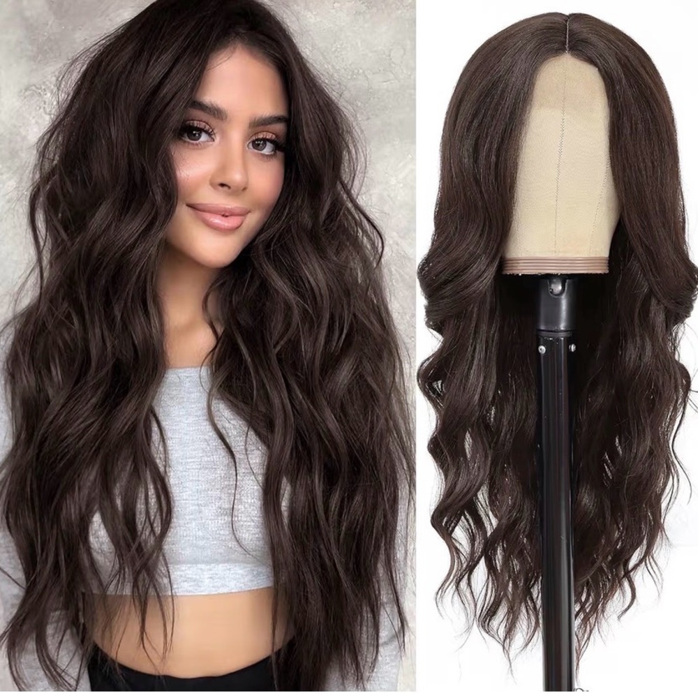Luxurious Brown Wavy Hair Wig
